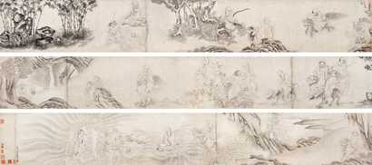 丁云鹏 白描罗汉图 手卷